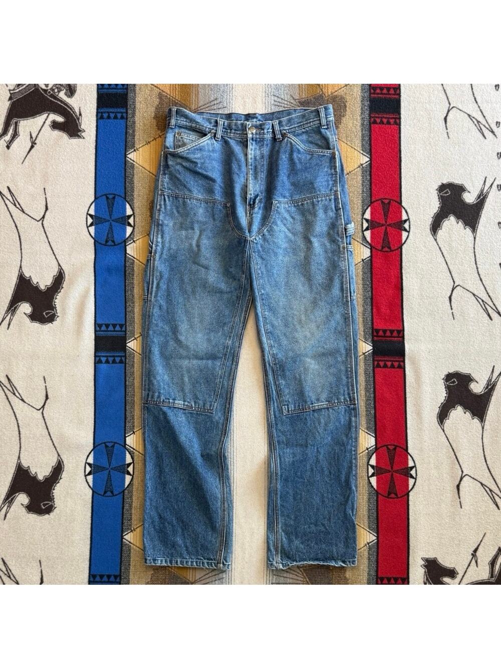 Vintage 90s Men’s Five Brother Double Knee Blue Jeans Size 34x34 Grunge Skate
